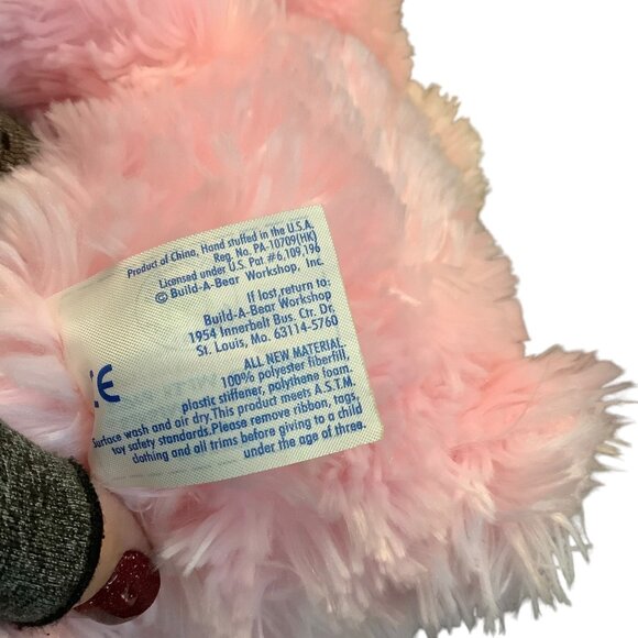 Build-A-Bear Workshop Pawsome Pink Bunny Stuffed Animal Plush Toy Rainbow Ears F - Picture 3 of 7
